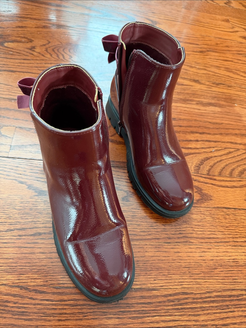GAP Girls Patent Burgundy Booties with Zipper - Sz. 4
